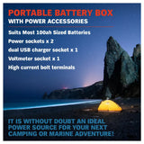 12V 100AH Deep Cycle Battery Box Portable Power Storage Marine Solar USB Camping V465-EA890-AU-5