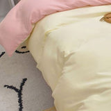 Solid Color Sheet Quilt Cover Pillow Cover Warm Breathable Washed Cotton Bed Sheet Set Creamy Pink V1294-YM0716-3117220177124