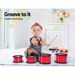 Keezi Kids 7 Drum Set Junior Drums Kit Musical Play Toys Childrens Mini Big Band PLAY-DRUM-7-RD