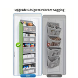 Storage Marvel in Black & Gray 3-Tier Over-the-Door Organizer with 3 Large Pockets. Sturdy and V1106-MHSND001