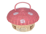 Rattan Mushroom-Shaped Storage Basket- Handmade Handcrafted, Pink V1370-AZ4-07882