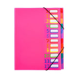 Waterproof Plastic A4 File Organiser Expandable Document Folder 12-pocket Colorful Sections Elastic V1370-AZ4-12951