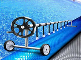 Aquabuddy Pool Cover 6.5x3m 400 Micron Silver Swimming Pool Solar Blanket 5.5m Roller PC-65X30-400-DX-BL-ROLLER