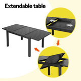 Gardeon Outdoor Dining Set 5 Piece Aluminum Extendable Table Setting Black FF-DINING-5CLS-BK-ABC