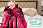 Laura Hill 600GSM Faux Mink Blanket Double-Sided Queen Size - Wine Red MINK-WRD