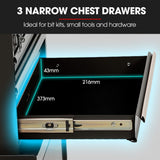 Bullet Pro 3 Drawer Tool Box Cabinet Trolley Storage, with 1-Door Toolbox Garage Organiser Set, V219-TOLCHTBU3CKA