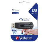 Verbatim Store'n'Go V3 USB 3.2 SuperSpeed Drive 128GB - Backup Storage, Grey, Windows, Mac, Linux V1202-V2-USV-49189