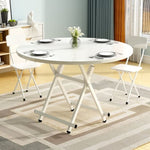 SOGA White Dining Table Portable Round Surface Space Saving Folding Desk Home Decor TABLERD722