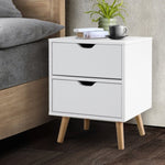 Artiss Bedside Table 2 Drawers - BODEN White FURNI-E-SCAN-BS01-WH