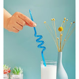 40 Pcs Colorful Spiral Long Plastic Crazy Drinking Silly Colorful Bendable V1369-AZ3-W-15695