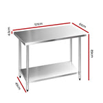 Cefito 1219x610mm Stainless Steel Kitchen Bench 304 SSKB-304S-48