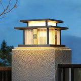 Length 40 cm Outdoor Stainless Steel Post Light, Modern LED Fence Deck Cap Light Lantern Column V1107-124-38201-BLK-40CM