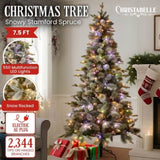 Christabelle Snowy Stamford Spruce 7.5ft Christmas Tree Multi Functional White Coloured LED Lig 112_NATSS75