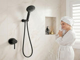 Cefito 4.5" Handheld Shower Head Round with Wall Bathroom Mixer SHOWER-A4-RO-BK-MIXER-RO