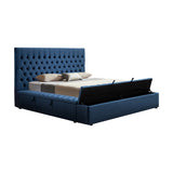 Queen Size Bedframe Velvet Upholstery Deep Blue Colour Tufted Headboard Deep Quilting V43-BED-ANA-QBU