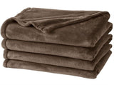 Luxuriously Soft Flannel Fleece Throw Blanket, Thick Warm Plush Rug For Bedroom & Sofa, Coffee, V1221-XM-LB3083-GM128