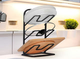 Three-layer Pot Lid Rack Kitchen Countertop Organizer for Cutting Board-Black V1161-600459
