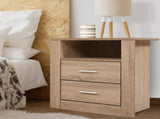 Artiss Bedside Table 2 Drawers with Shelf - TARA Oak FURNI-C-SIDE-SHELF-WD