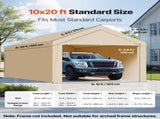 Carport Replacement Canopy, 6 x 3 m Potable Garage Tent Top Tarp with Sidewalls, UV-Resistant & V952-CKPB10X20FTMK3PDN001V0