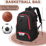 Basketball Backpack with Sneaker Compartment, Football Sports Training Bag with Red Zipper V1308-DSZKI-318