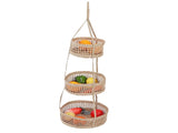 Hanging Fruit Basket Rattan 3 Tiers Multifunctional Foldable Elegant Style Easy Installation Hanging V1294-YM0715-3118210370211