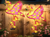 2Pack Metal Flamingo Outdoor Wall Decor, Solar Ambient Landscape Lights with Flower LED Auto On/Off, V1107-124-20237-PNK-2PACK