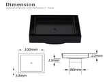 Matt Black Square 100x100mm Tile Insert Floor Drain Shower Grate 80mm Outlet Waste V1233-SQTI0100D80P