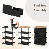CARLA HOME 3 Drawer Fabric Storage Dresser - Steel Frame - Black - Storage Rack - Rustic V178-36405