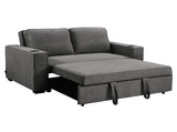 Sarantino Hoffman Linen Sofa Bed with Cushions and Cup Holders Dark Grey SOFA-YGG-7004-LNN-DGY