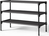 Shoe Rack - 3-Tier Storage Rack - Stackable - 27.5 Inch Wide - Black V1188-ZXY-131-364