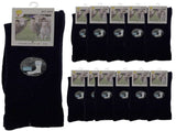 Merino Wool Mens Thermal Diabetic Socks Loose Top Circulation 12 Pairs - Navy V563-SO-203-NVY-12PR-11-14