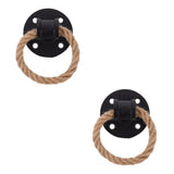 Black Vintage Cabinet Handle, Durable Rope Pull Knob for Home 2Pcs V1366-AZ2-W-13554