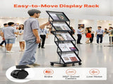 Brochure Display Rack, Foldable 5 Pockets Literature Display Stand, Movable Floor Standing V952-WJZSXLDSDZJLCN4PI001V0