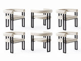 Artiss Dining Chairs Set of 6 Velvet Upholstered Barrel Chairs with Curved Armrests & Back Beige UPHO-C-DIN-2553-BGX6
