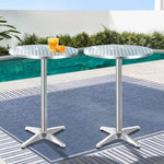 Gardeon Set of 2 Outdoor Bar Table Aluminium Round 70/110CM FF-TABLE-AL60-70110X2