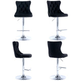 SERENIT Black Velvet Bar Stools Adjustable Swivel Counter Height Chairs with Tufted Back and V255-GP2211R-BLACK