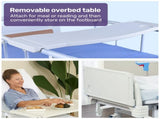 EQUIPMED 7 Function Medical Bed, w/ Mattress & Over Bed Table, Adjustable Back and Leg Lifting, V219-BNSADBEQM06A