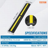 VEVOR 4 PCs 39'' Cable Protector Ramp 18000 lbs Speed Bump Floor Cable Protector V952-XXJSDDLBHQW4WQJKHV0
