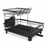 CARLA HOME 2 tier Dish Drying Rack with Drainboard & Utensil Holder for Kitchen V178-36538
