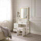 Dressing Table LED Makeup Mirror Stool Set Vanity Desk With Drawer Lighted V63-952301