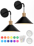 Battery Operated Sconce, Wireless Lights Set of 2, 13 RGB Colors Dimmable Battery Powered V1171-CB-WLPD-B-RGB-BO2