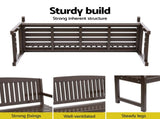 Gardeon Outdoor Garden Bench Wooden 2 Seater Lounge Chair Patio Furniture Brown ODB-4412B-BR