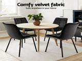 Artiss 2x Dining Chairs Velvet Tufted Kitchen Lounge Cafe Accent Chair Black DINC-K-799-BKX2