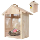 Birdhouse Bird Feeder Wooden Hanging Nest Box Outdoor Window Cage with Suction Cups V1294-YM0718-10126708