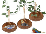 3 Pcs Natural Coconut Bird Hide Nest Birds Parakeet Nest with 6.9 Feet and 4 Hooks, Coconut Fiber V1369-AZ3-W-02686
