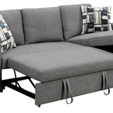 Fontana Pullout Sofa Bed with Storage Chaise Lounge Sarantino - Grey SOFA-M084-LNN-GY