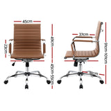 Artiss Office Chair Conference Chairs PU Leather Mid Back Brown OCHAIR-H-8147-BR