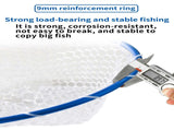 Blue High Strength Large Landing Net - Fishing Net with Long Foldable Handle and Soft Rubber V888-ELOSUNG36558