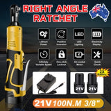 21V 3/8'' 100N.m Electric Right Angle Ratchet Wrench Charger 2 Battery V201-LI0090YL8AU