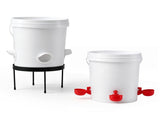 Giantz 20L X2 Chicken Feeder Waterer Set Automatic Poultry Dispenser Metal Stand FIK-FEEDER-ST-20L-WH